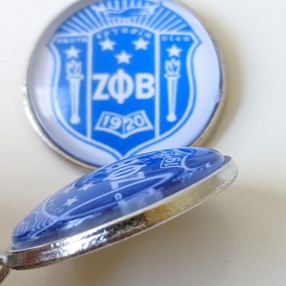 2 x Zeta Phi Beta CABOCHON Dome Keychain Keyring Key Chain Ring Gift - Picture 4 of 4